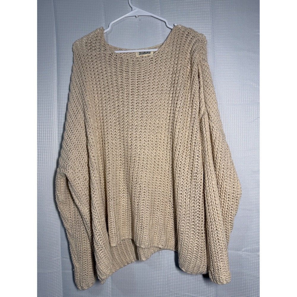 Listicle Beige‎ Knit Sweater Loose Fit Oversized Batwing Sleeve Women's Large